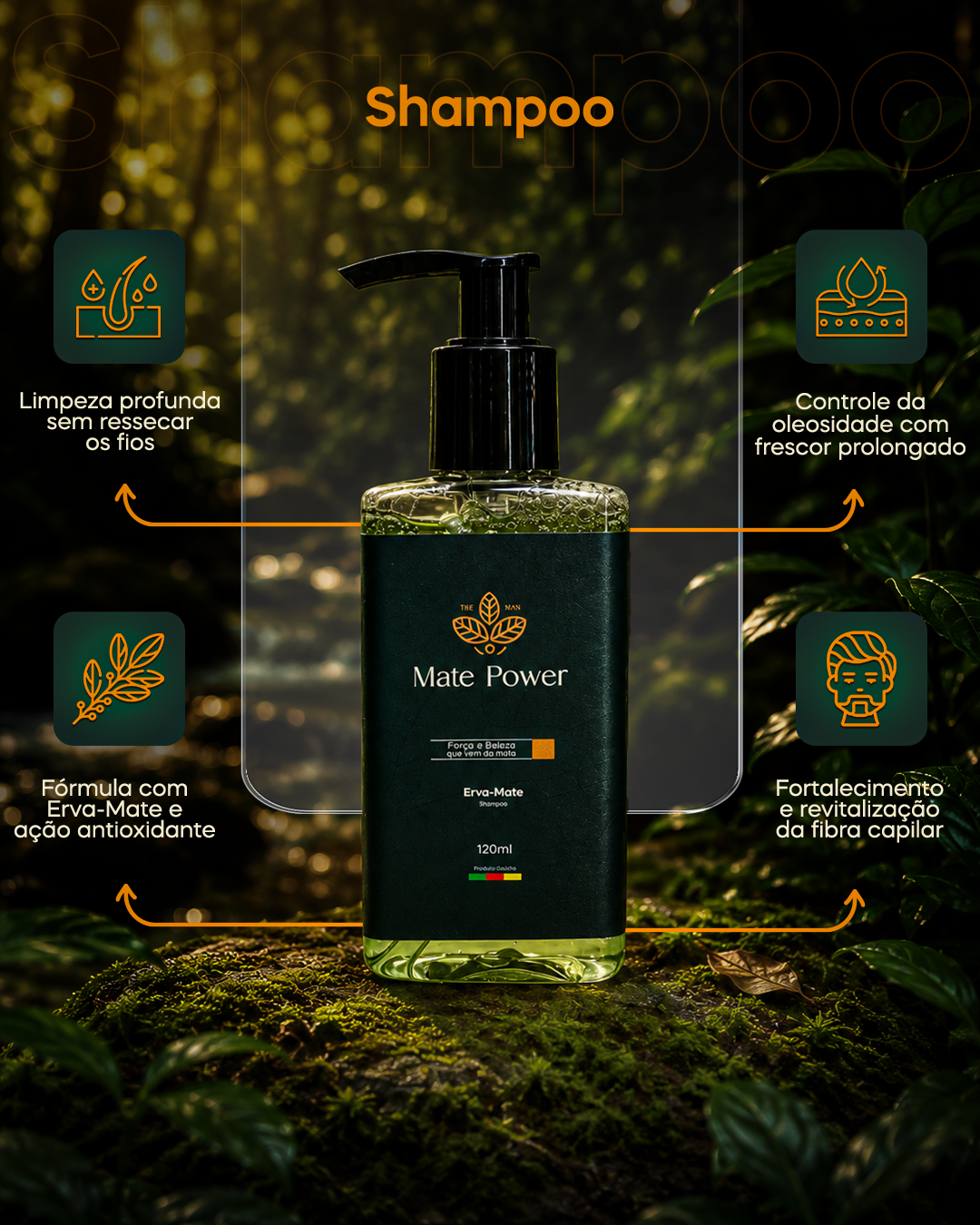 Shampoo 120ML Mate Power — Controle da oleosidade para fios mais leves e soltos.
